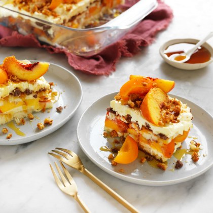 Apricot and Peach Cheesecake Lasagne